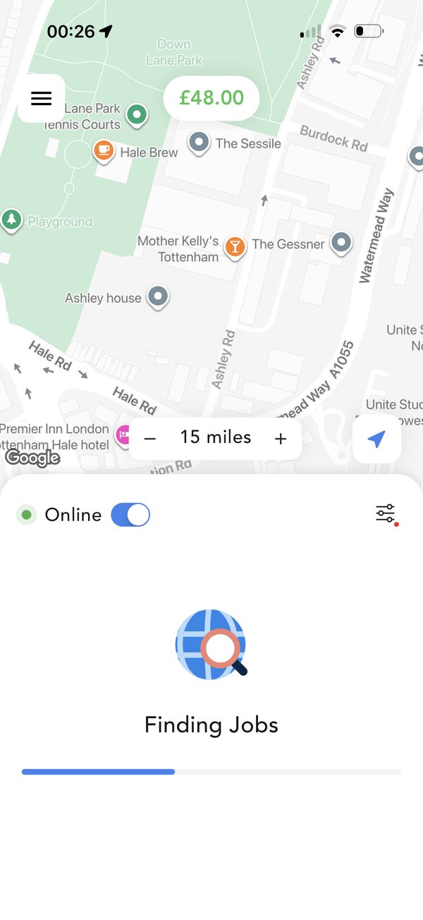 The Wype cleaner app online and finding jobs nearby on a map